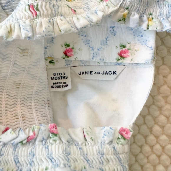 Janie & Jack Lily Floral Smocked Romper - 0-3 months - Picture 3 of 5